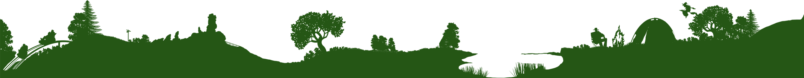 Silhouette von Bäumen und Hügeln bei Nacht