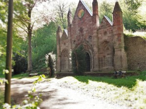 Mittelalterliche Burgruine im Wald
