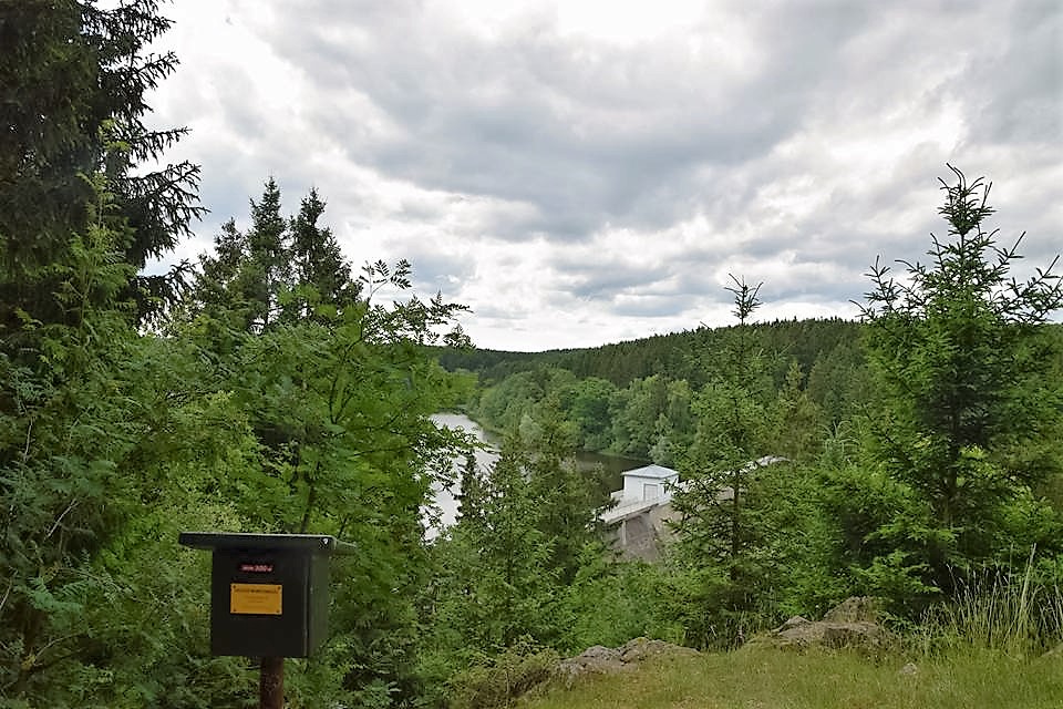 Aussicht auf Waldsee mit Staumauer