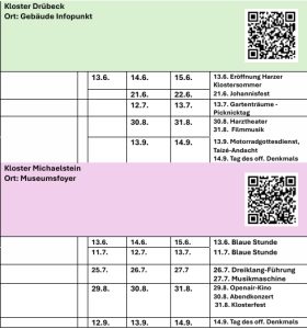 Veranstaltungskalender Kloster Drübeck und Michaelstein 2024