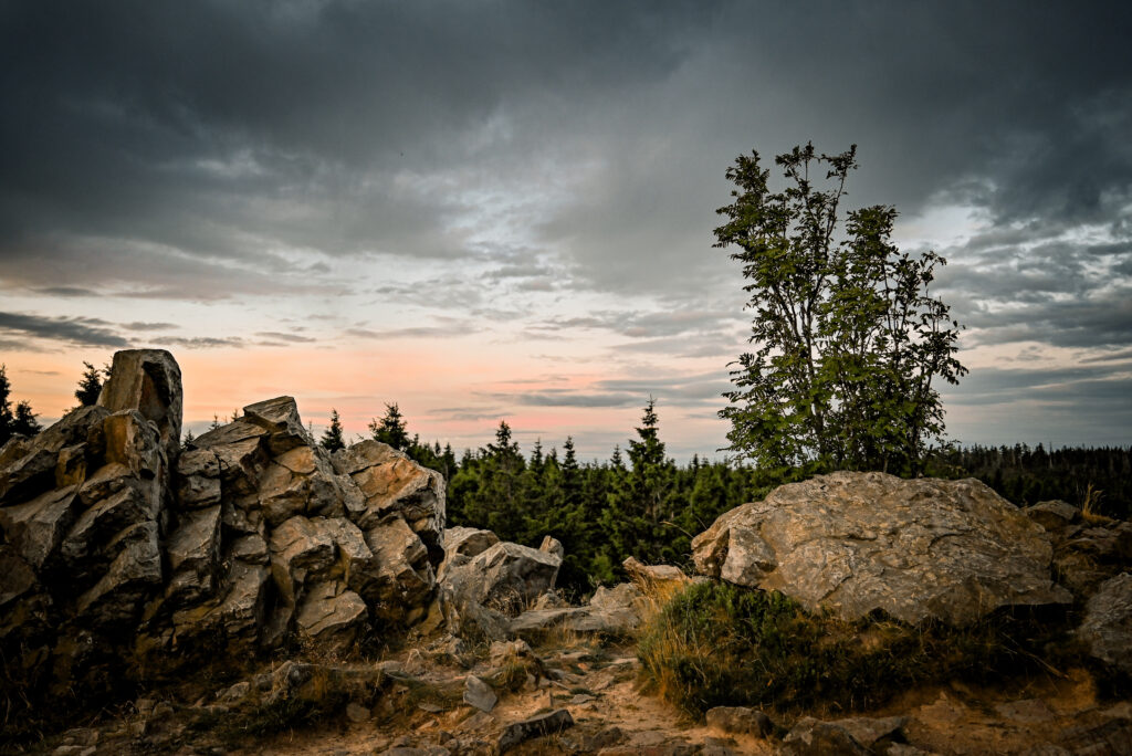 Stony rocks at sunrise